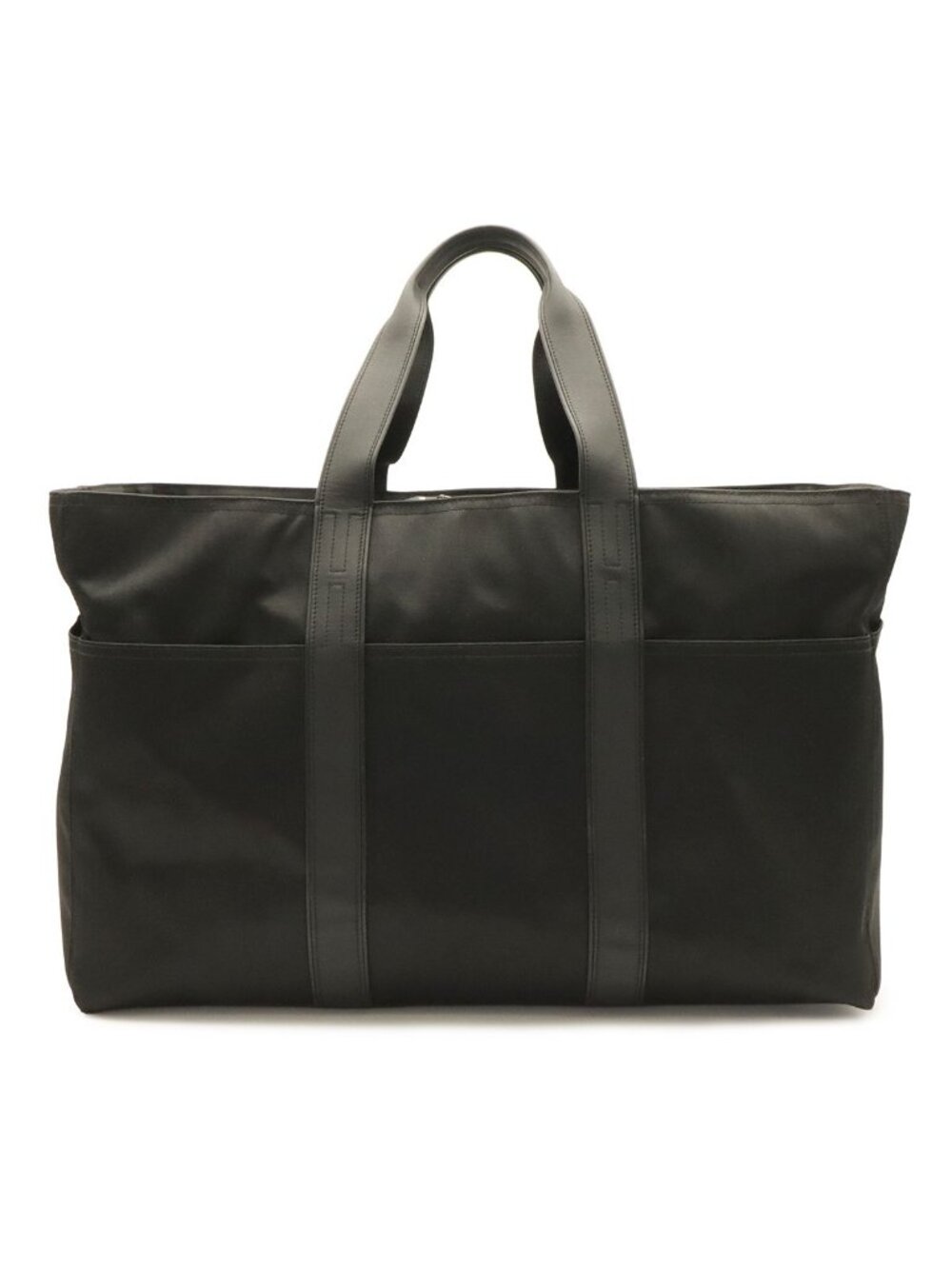 Hermes Acapulco GM Boston Bag Tote Large Toile Chevron Leather Black